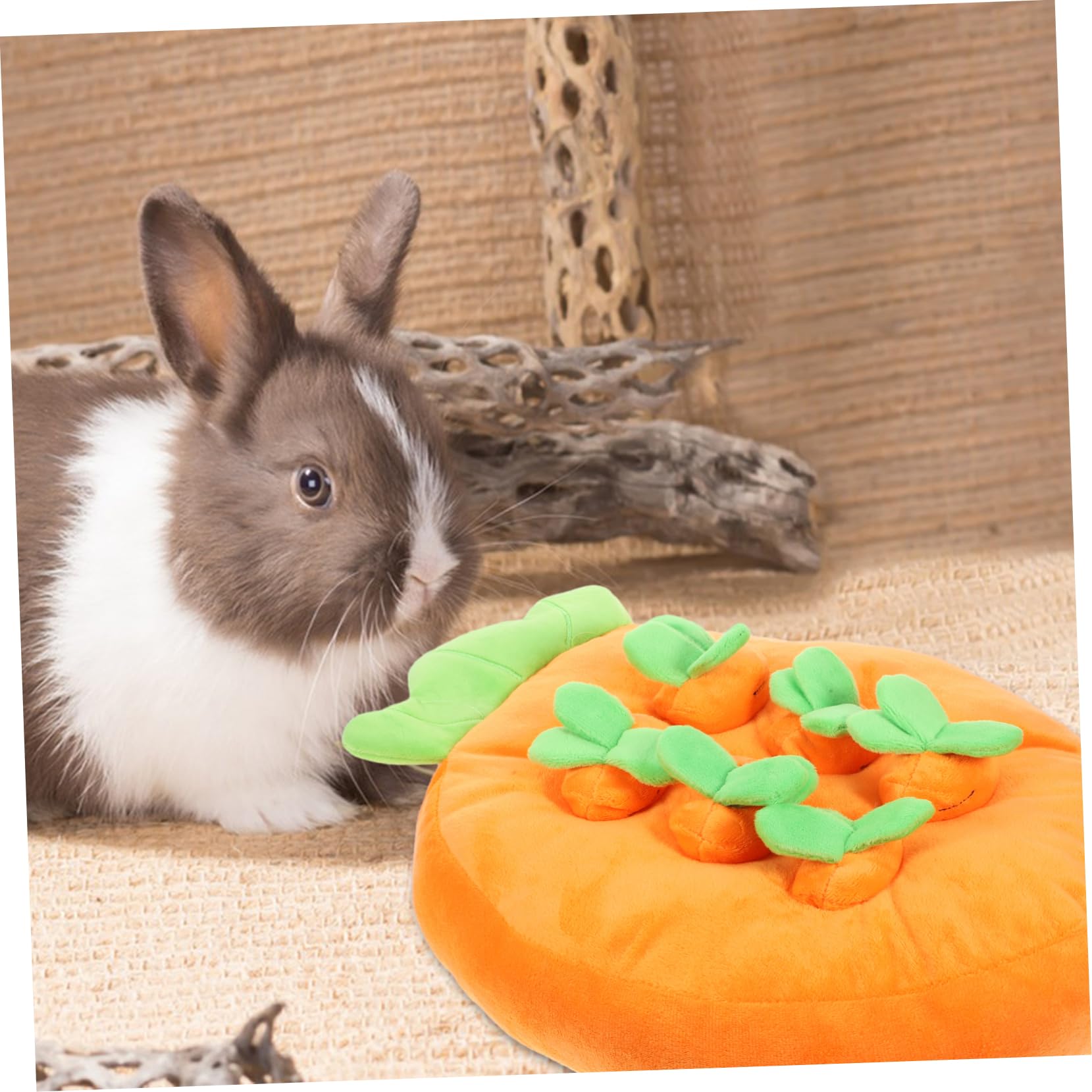 FOMIYES Giocattolo Interattivo Arancione a Forma di Carota Imbottitura in Cotone Pp Decorazione Gabbia Coniglio Gioco di Foraggiamento per Conigli e Porcellini D'india