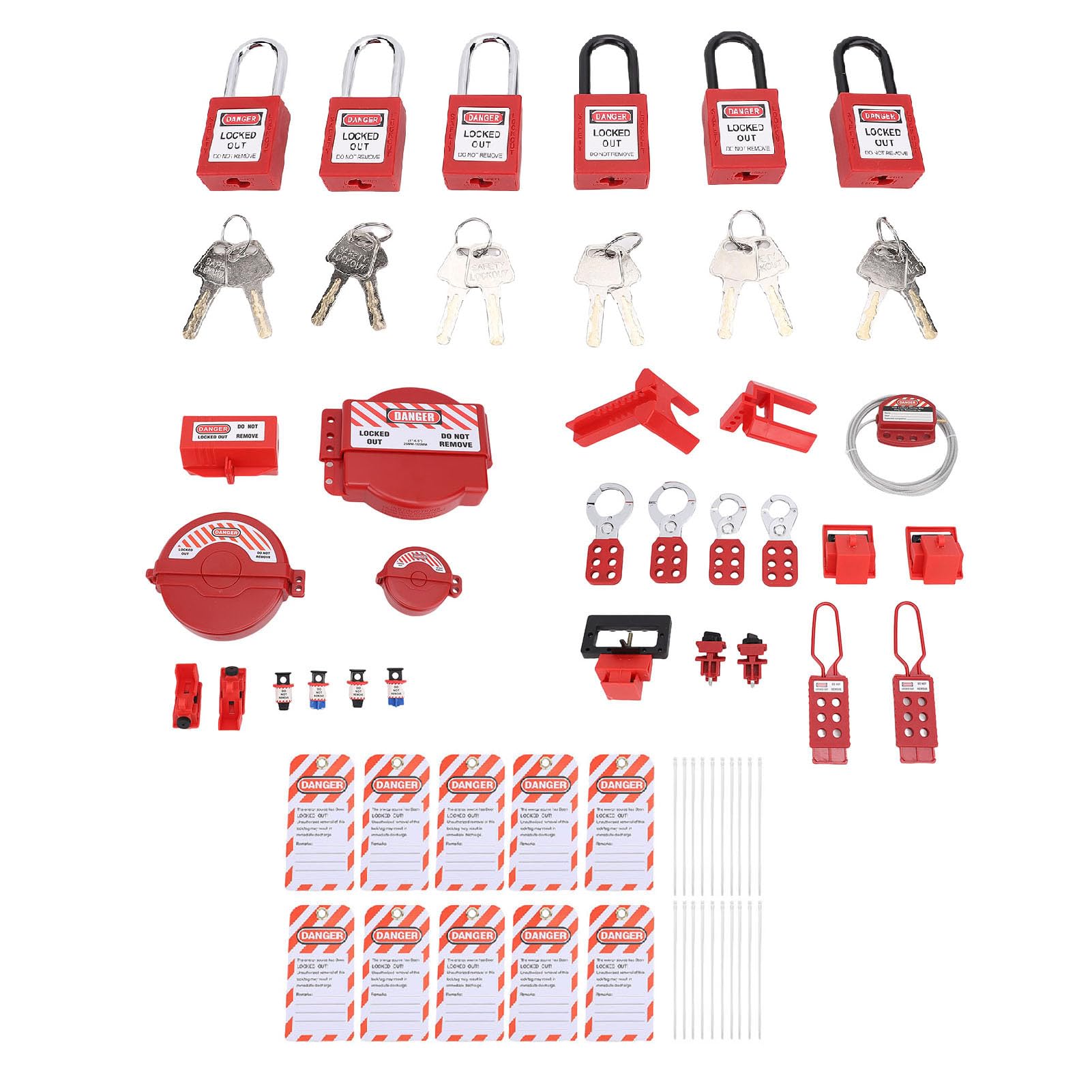 Cryfokt Kit de Etiquetado de Bloqueo Juego de Candados de Seguridad con Bloqueo de Disyuntor con Abrazadera y Caja de Herramientas para de Interruptor Eléctrico, Compatible con OSHA