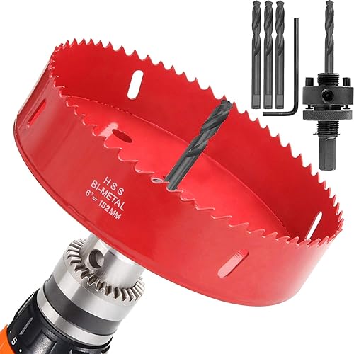 Sierra de agujero de 6 pulgadas para hacer tableros de cornhole de 5.984 in, cortador de perforación de agujero de maíz de alta resistencia