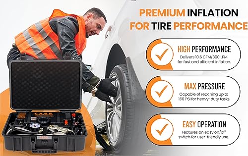 Miniatura 3 de EZ FLATE Compresor de aire C.A.S.E. de 12 voltios integrado en una carcasa resistente  Compresor dual  10.6 CFM  Compresor de aire todoterreno 4x4