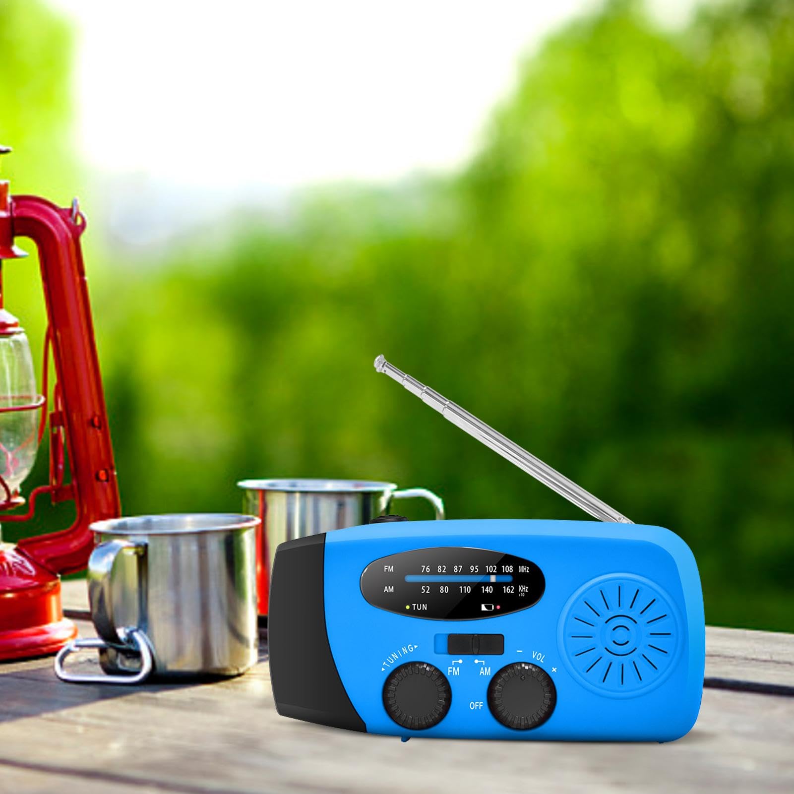 Radio meteorologica di emergenza solare a manovella AM/FM con batteria 2000 mAh e torcia LED
