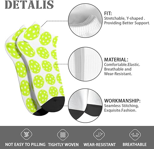 Vista 7 de devor Calcetines tobilleros de algodón para hombre, calcetines atléticos, lindos calcetines de pelleball, Blanco