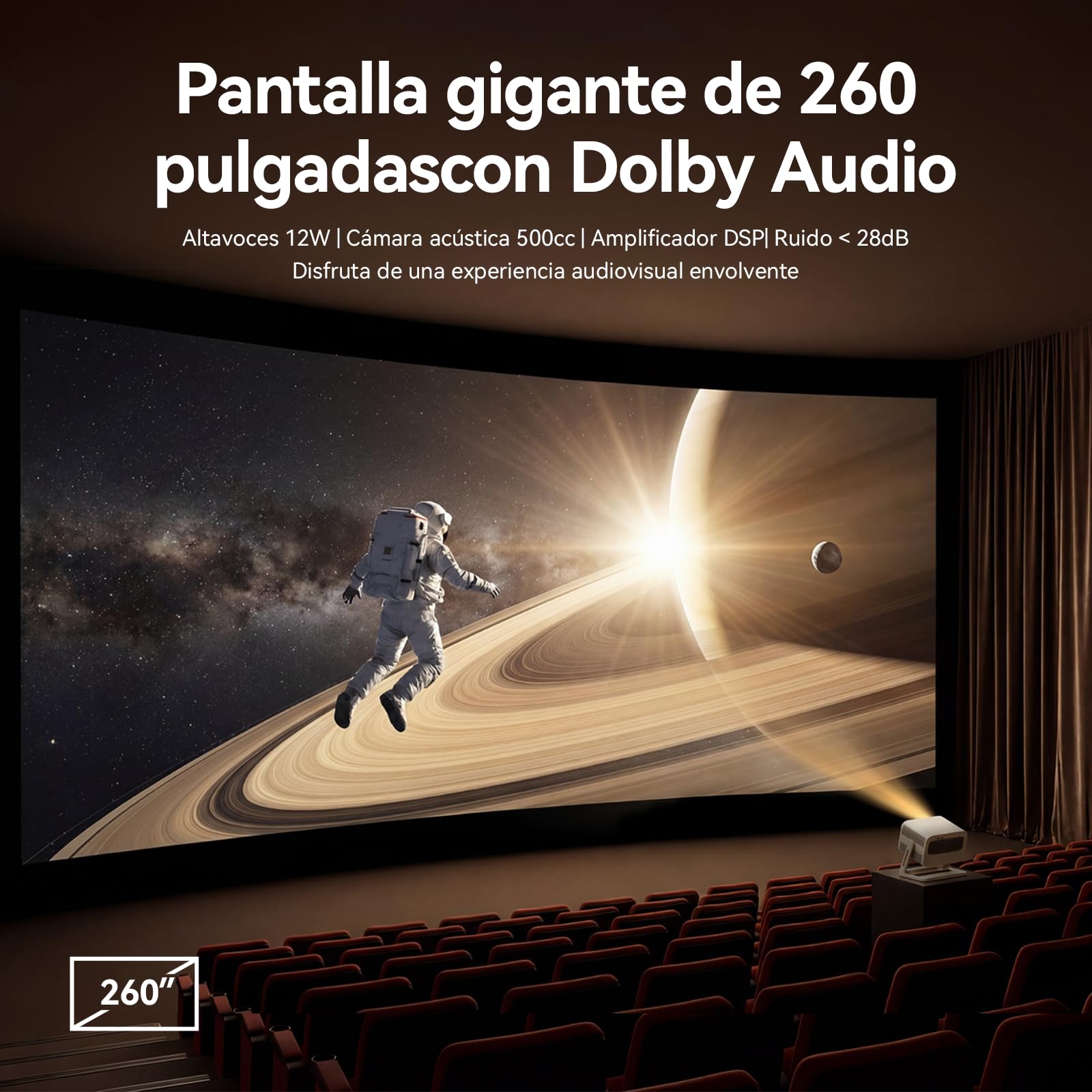 Wanbo Vali 1 Pro Proyector con Google TV, Dolby Audio 12W, HDMI 2.1 Compatible 4K, 900 ANSI, HDR10, MEMC, FHD 1080P Nativo, WiFi Bluetooth, Enfoque Automático, Rotación 200°, Cine en Casa