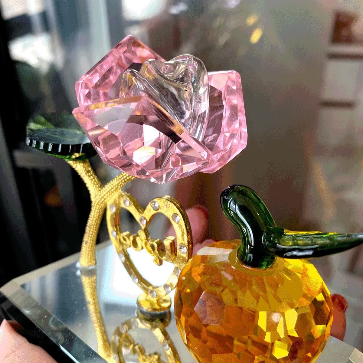 Regalo di San Valentino Figurine di Fiori di Rosa di Cristallo Sogni Ornamento Fermacarte di Vetro Lucky Unfading Bouquet Scultura Decorazioni for la casa