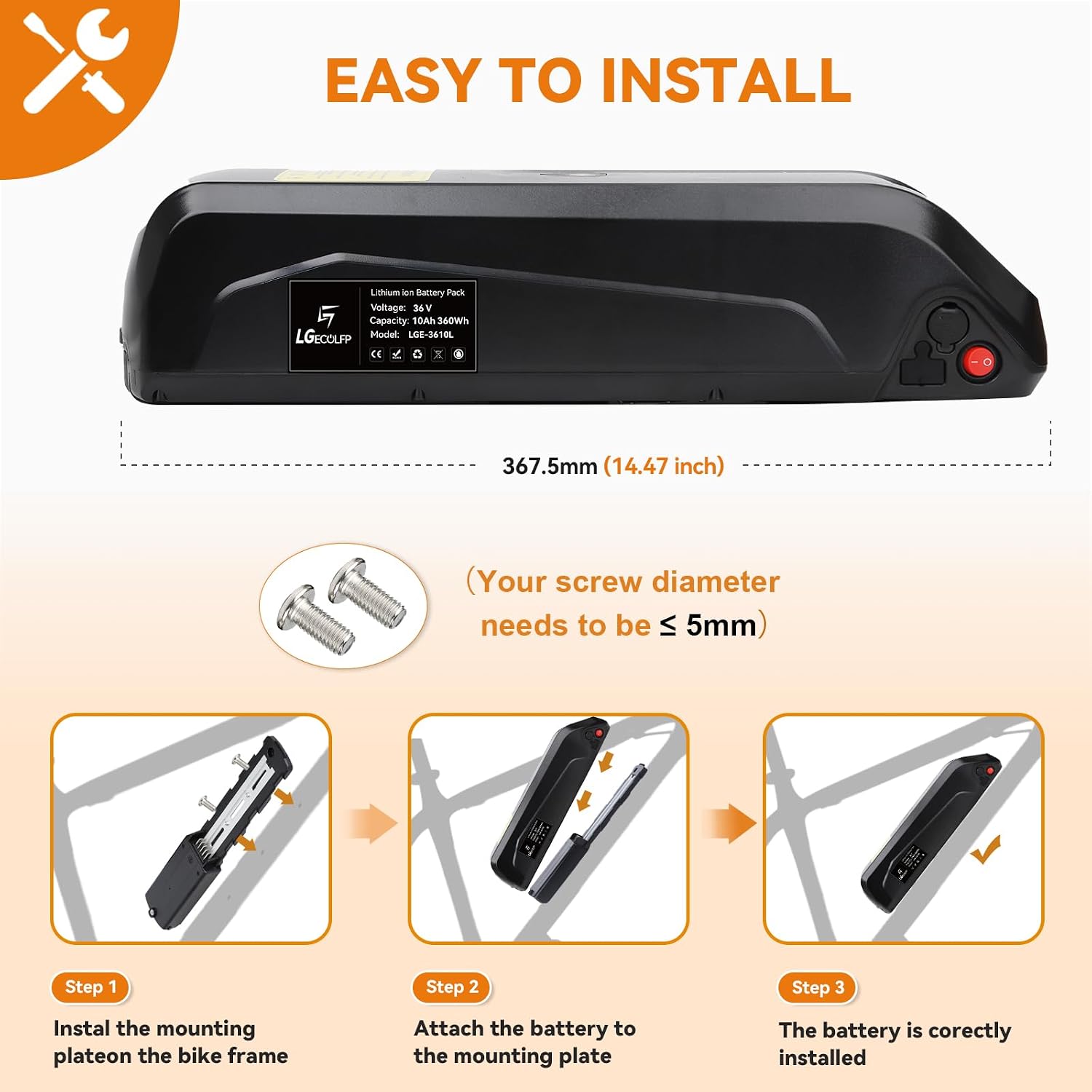 36V 10AH 15AH 20AH Lithium ion B-attery Pack with USB Port 30A BMS Fit for 750W-250W Motor New Upgraded Design