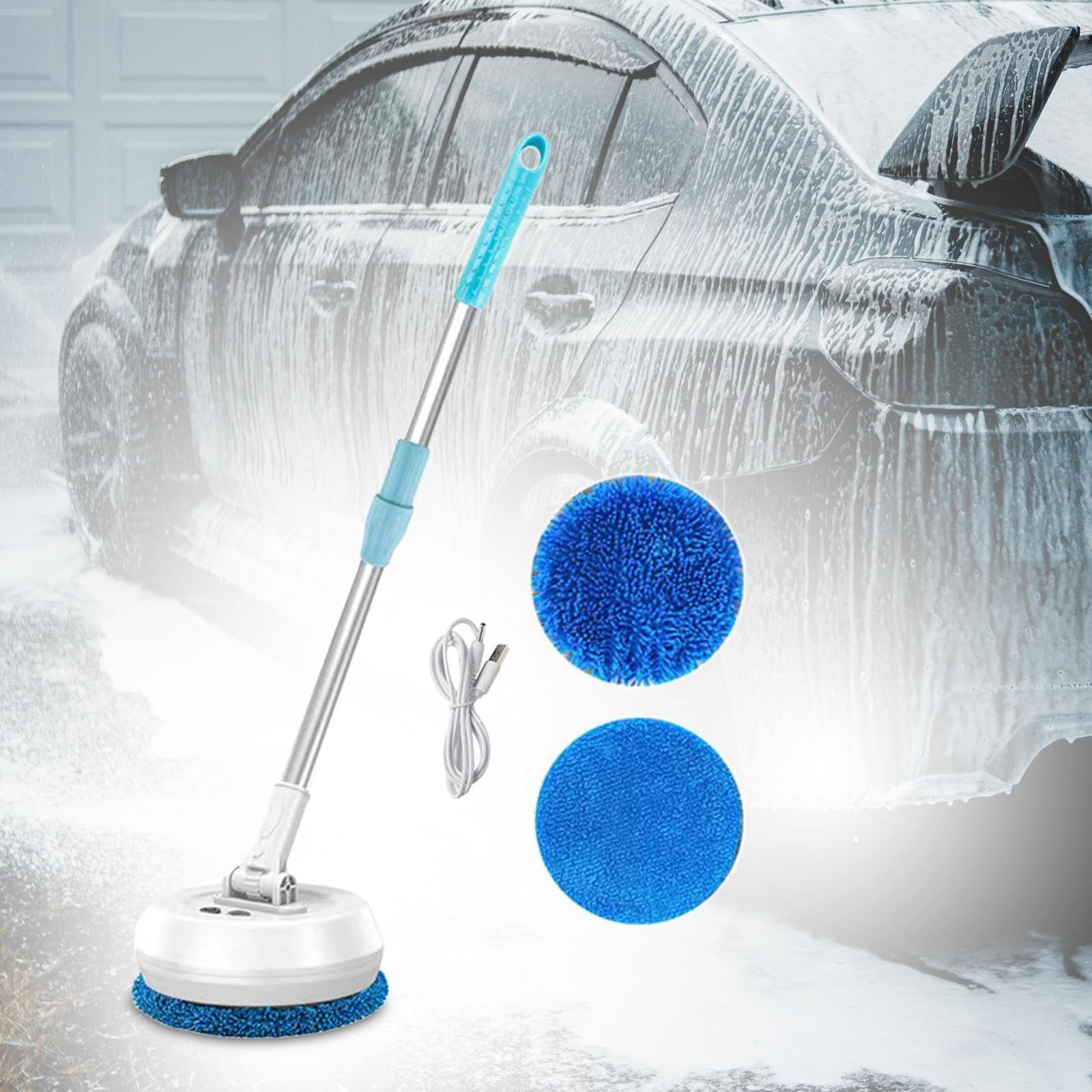 Lavapavimenti elettrico senza fili, lucidatrice per pavimenti per soffitti, porte, pareti, quadri appesi , Bianco