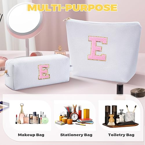 Miniatura 6 de Bolsa de maquillaje con iniciales personalizadas, bolsa de cosméticos, Blanco, F