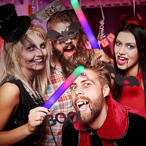 Miniatura 5 de Paquete de 60 varillas de espuma LED  Varillas de espuma gigantes a granel, extra brillantes y de larga duración, 3 modos de colores intermitentes