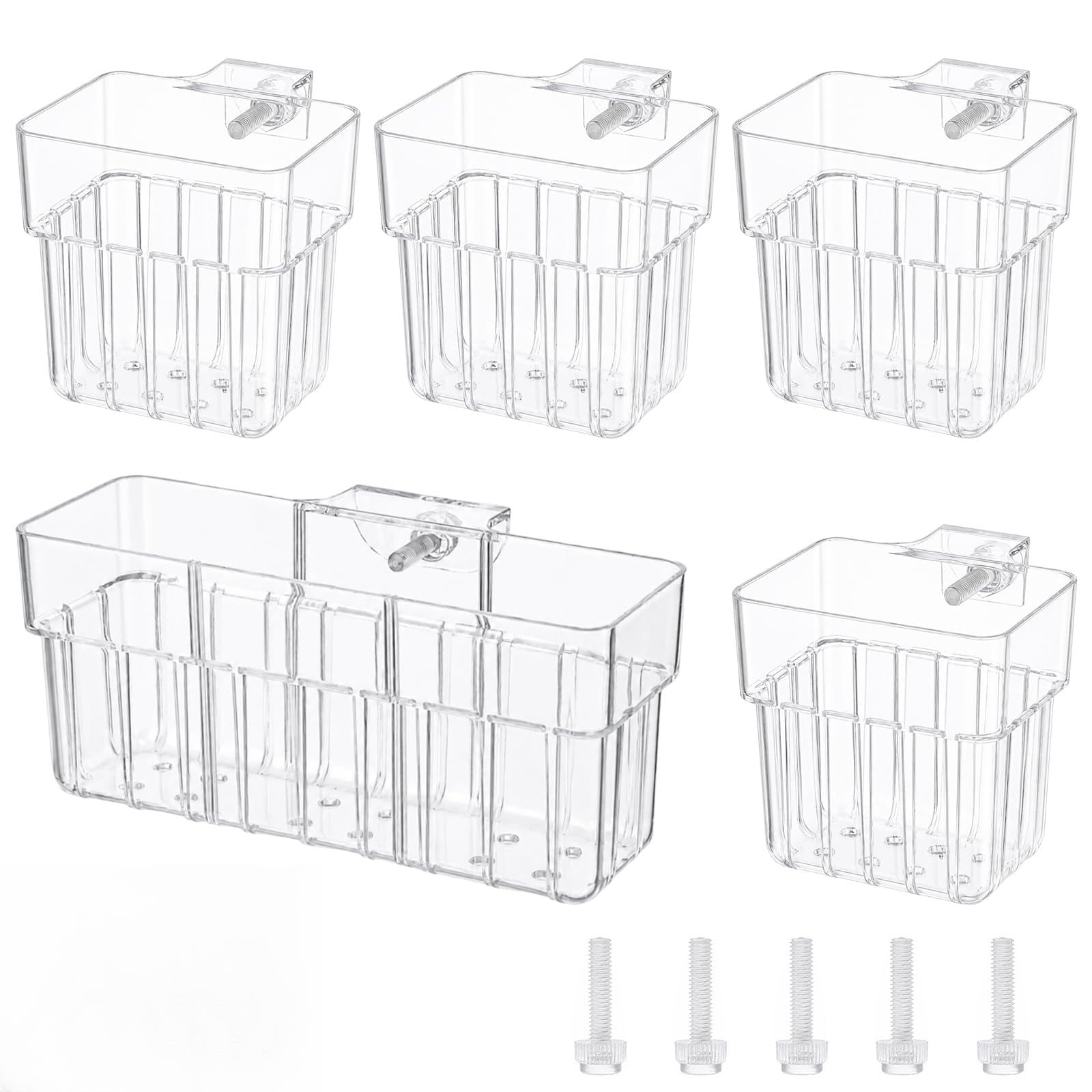 YAYODS 5 Stück Aquarium Pflanzenhalter Transparent - 4 Einzelkörbe + 1 Mehrkammerkorb - Kunststoff Pflanzkorb mit Schraub-Klemmhalterung für Wasserpflanzen, Hydrokultur und Aquascaping