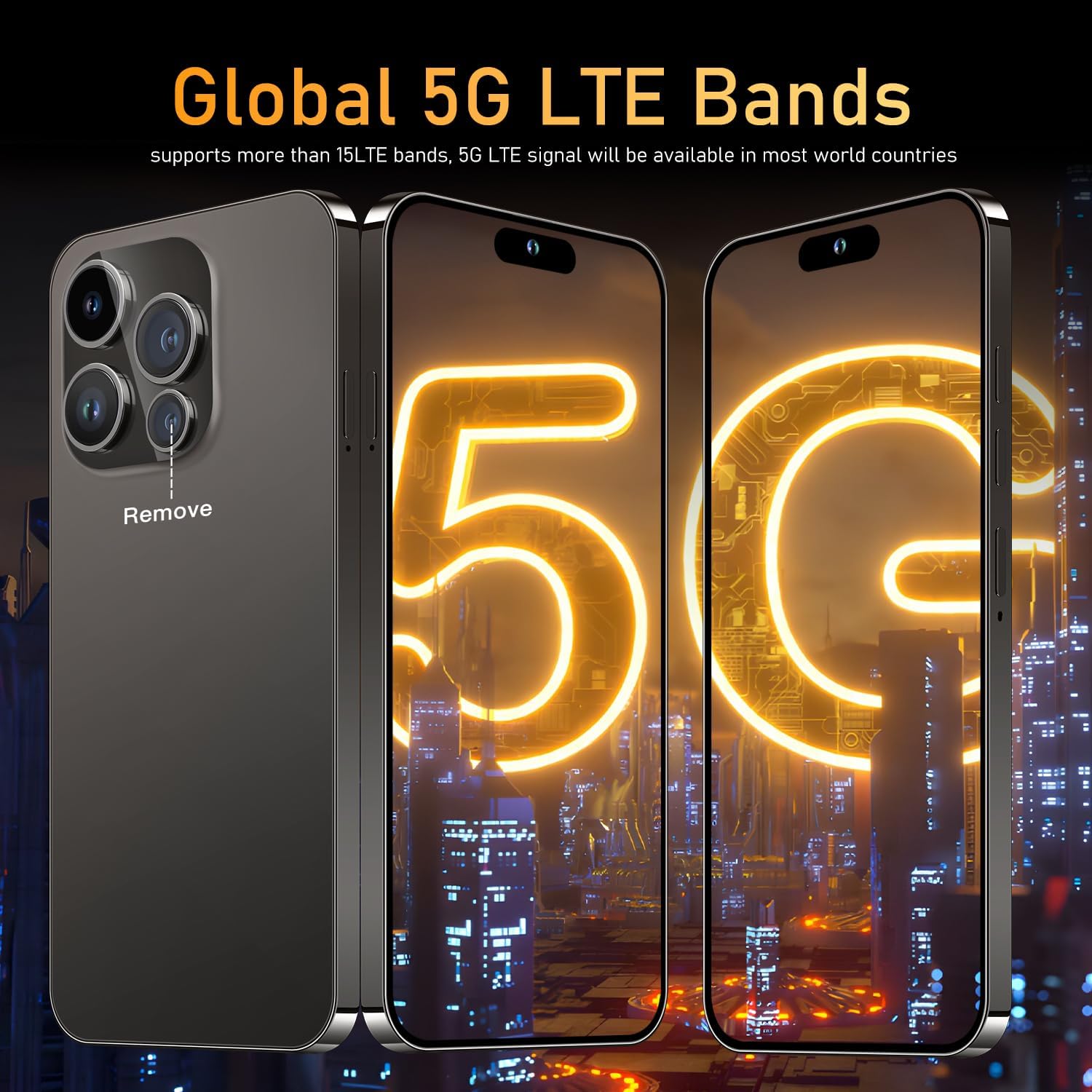 15 PMAX Unlocked Phone,Smartphone Battery 6800mAh 6.8" HD Screen The Phone,Android 14.0 16+512GB with 128GB Memory Card Cell Phone, 5G/Face ID/Fingerprint Lock/GPS (Black)