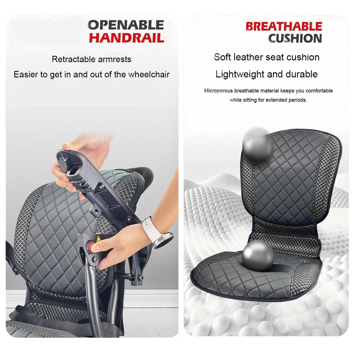 Sillas de ruedas eléctricas plegables y livianas para adultos, silla de ruedas motorizada de 220 lbs, silla de ruedas eléctrica portátil con asiento ergonómico,Lamp
