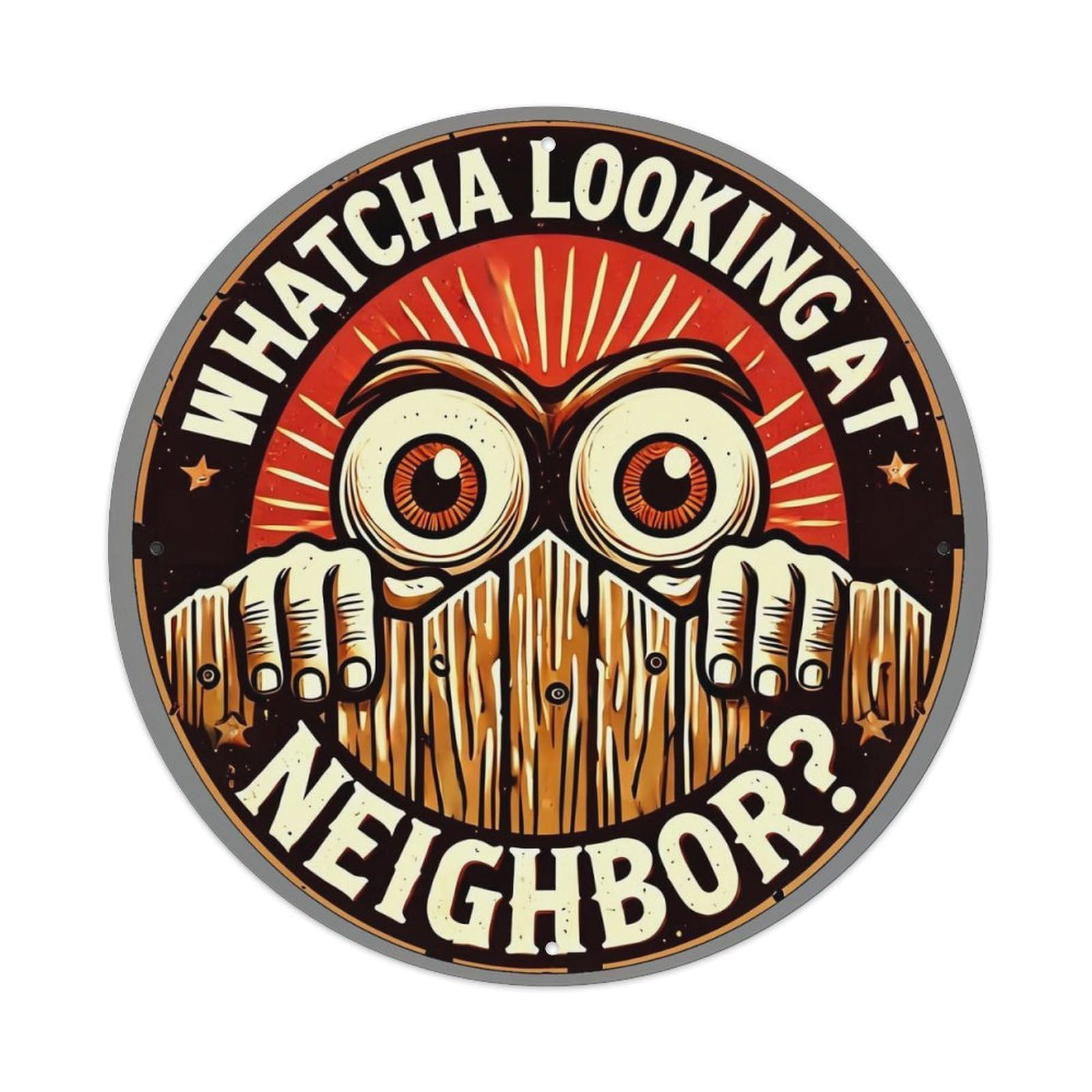 Jdyaojiesheng Vintage Owl Eyes Wood Hands Text Round Tin Sign Retro Metal Wall Decor Metal Poster, Home Bar Garage Farmhouse Cafe Wall Art Decoration 8X8inch