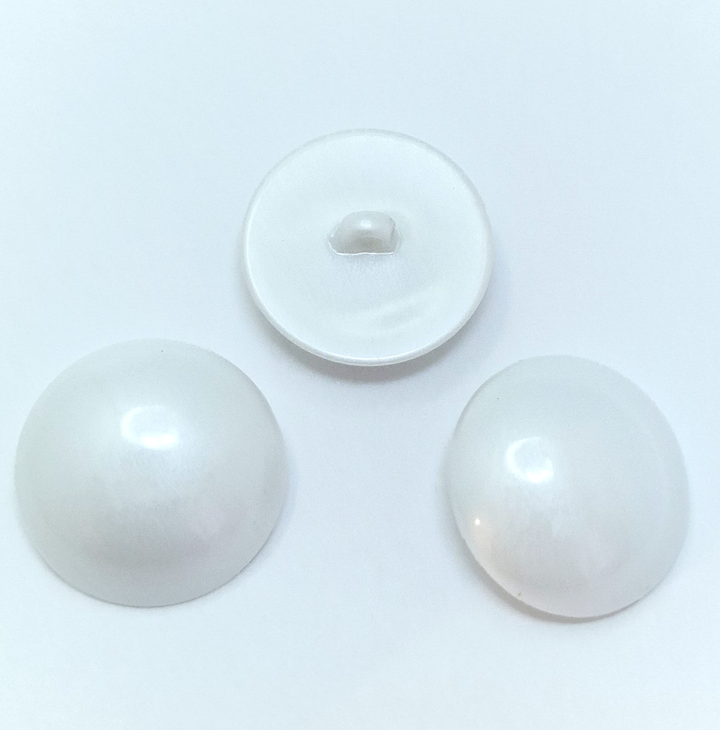 MajorCrafts 6pcs 30mm High-Grade Acrylic Large Round Mushroom Shank Sewing Buttons (White)