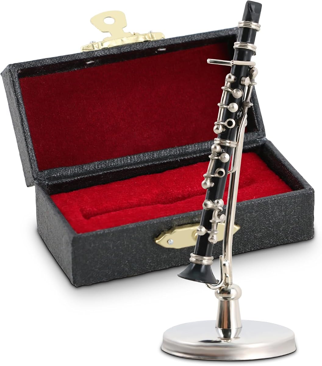 EASTROCK 2.3inches Miniature Clarinet Model | Clarinet Model Musical Instrument Model with Case for Musical Birthday Gift Ornament Dollhouse Home Decoration