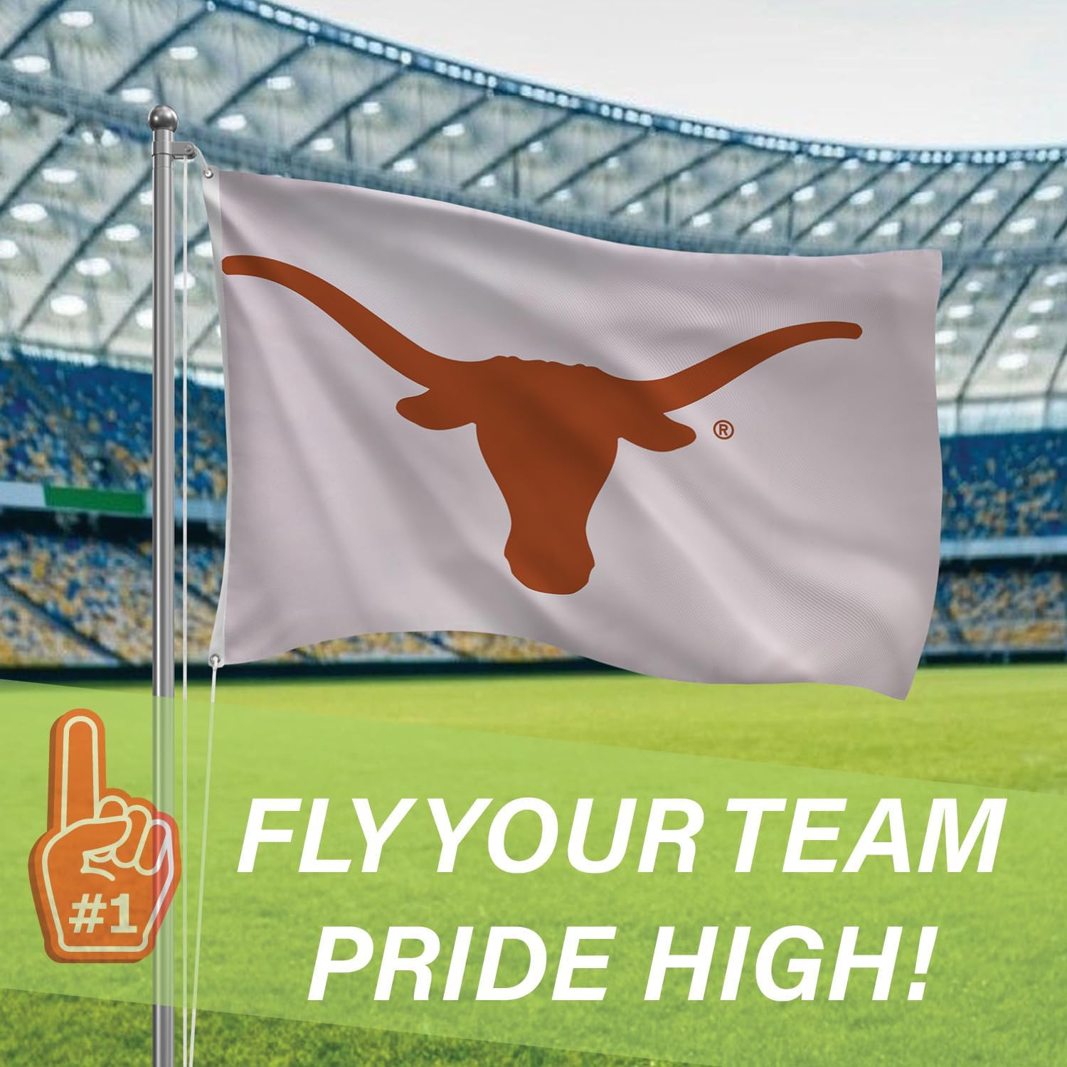 NCAA University of Texas Flag with Grommets, 3'x5' UT Longhorns Outdoor College Flags & Banners for Garden Patio Indoor Wall Décor