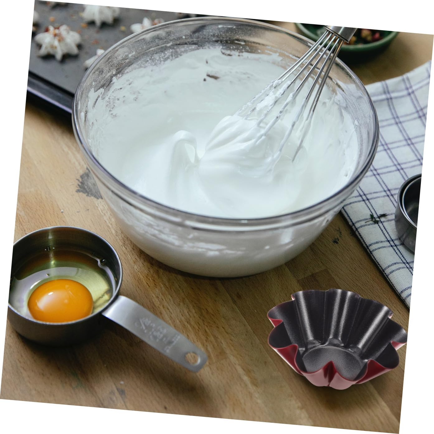 Cabilock 16 Piezas Molde De Tarta De Huevo En Forma De Flor Tazas Para Muffins Tabla De Pastel De Oro Mini Platos De Tarta Pudín Sin Recubrimiento Caja De Tarta De Huevo