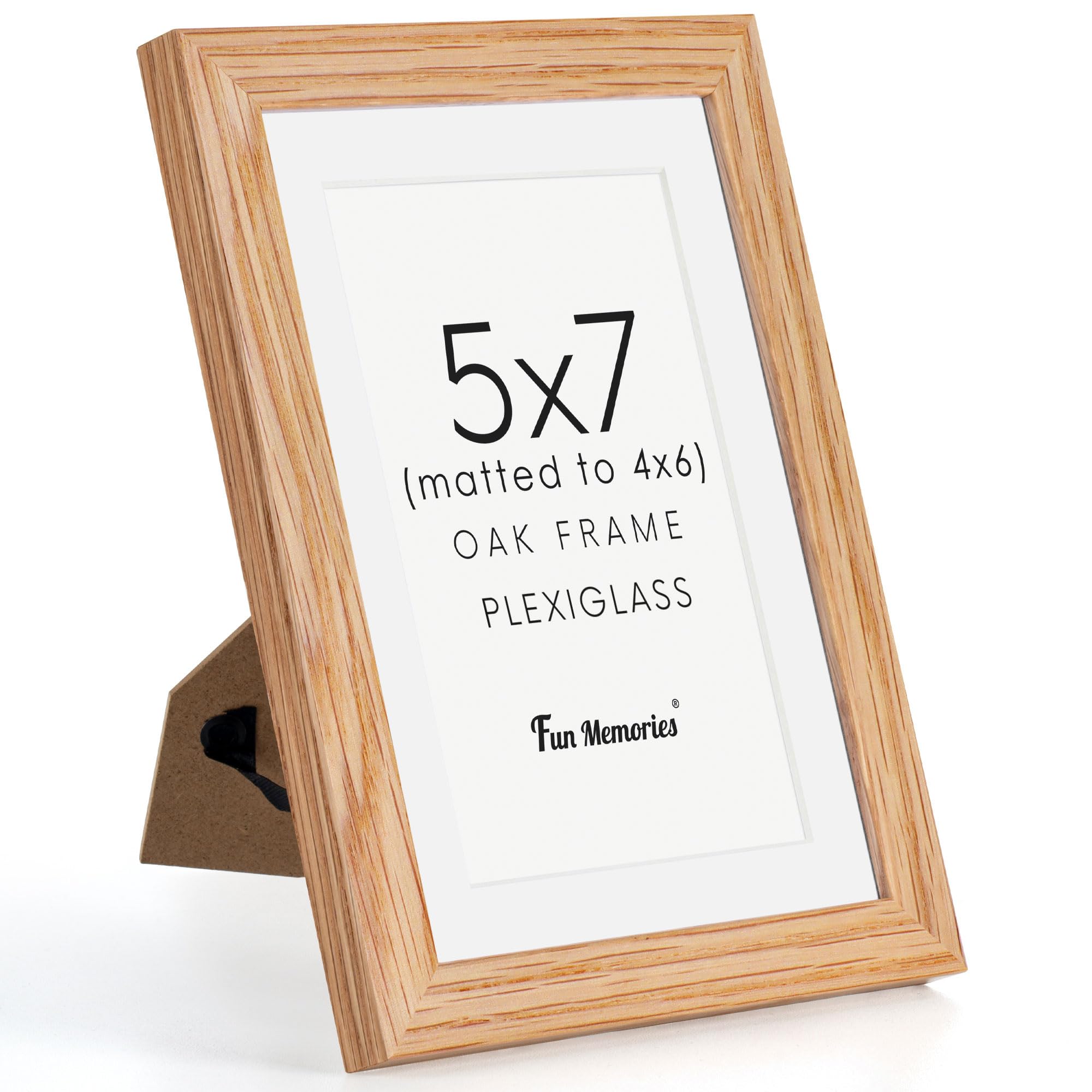 5x7 Picture Frame, Solid Oak Wood 5"x7" Photo Frames, 5 by 7 Photo Frame with Stand for Tabletop Display, 5 x 7 Picture Frame Matted to 4 x 6, Rustic 5x7 Frame for Wall, Natural Oak Color, 1 Pack