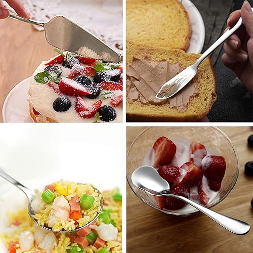 Miniatura 7 de LIANYU - Juego de cubiertos de acero inoxidable para 4 piezas, incluye cuchillo tenedor, cuchara para comer, utensilios para comer, vajilla para el