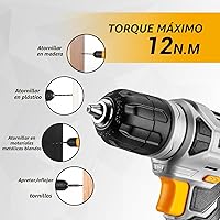 Vista 5 de DEKOPRO Juegos de herramientas eléctricas y manuales de 126 piezas con taladro inalámbrico de 8 V y portabrocas sin llave de 3/8", herramientas