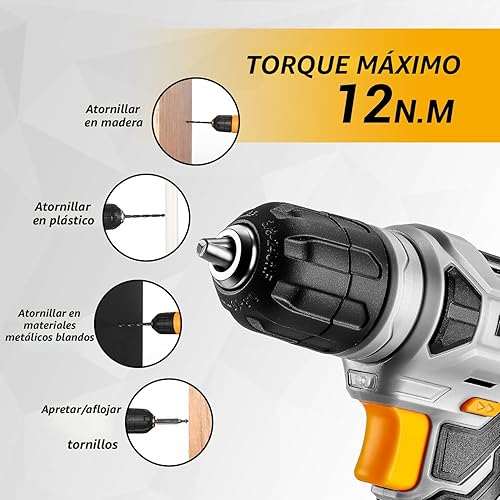 Miniatura 5 de DEKOPRO Juegos de herramientas eléctricas y manuales de 126 piezas con taladro inalámbrico de 8 V y portabrocas sin llave de 38", herramientas