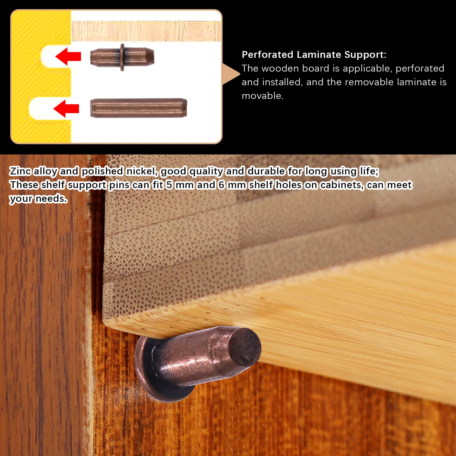 Wokape 155Pcs 5 Styles Red Bronze Shelf Pins Assortment Kit - Image 4
