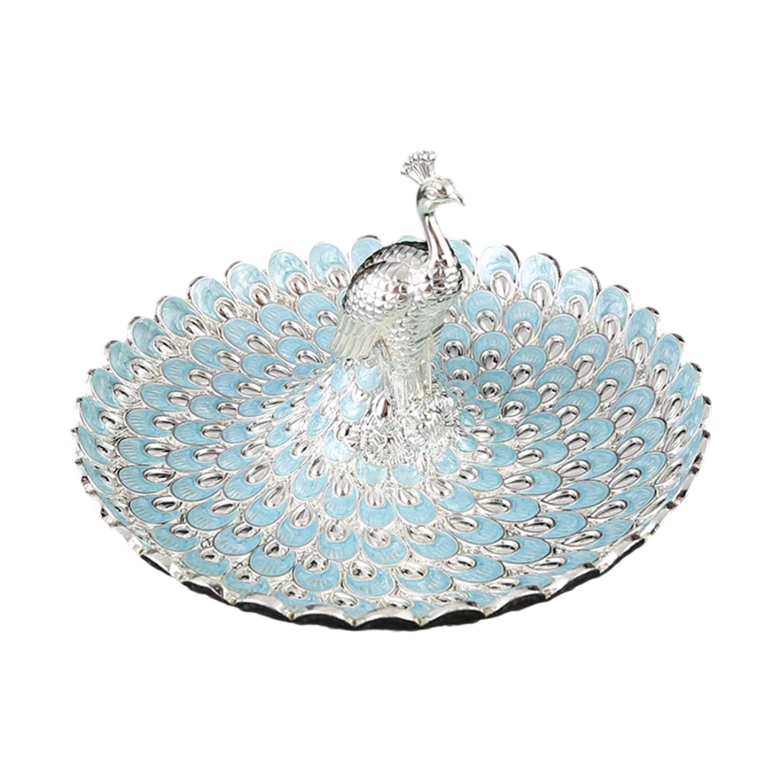 20cm Embossed Peacocks Snacks Tray Durability Metallic Finish Decorative Serving Platter for Multiple Treats Fruit Tray