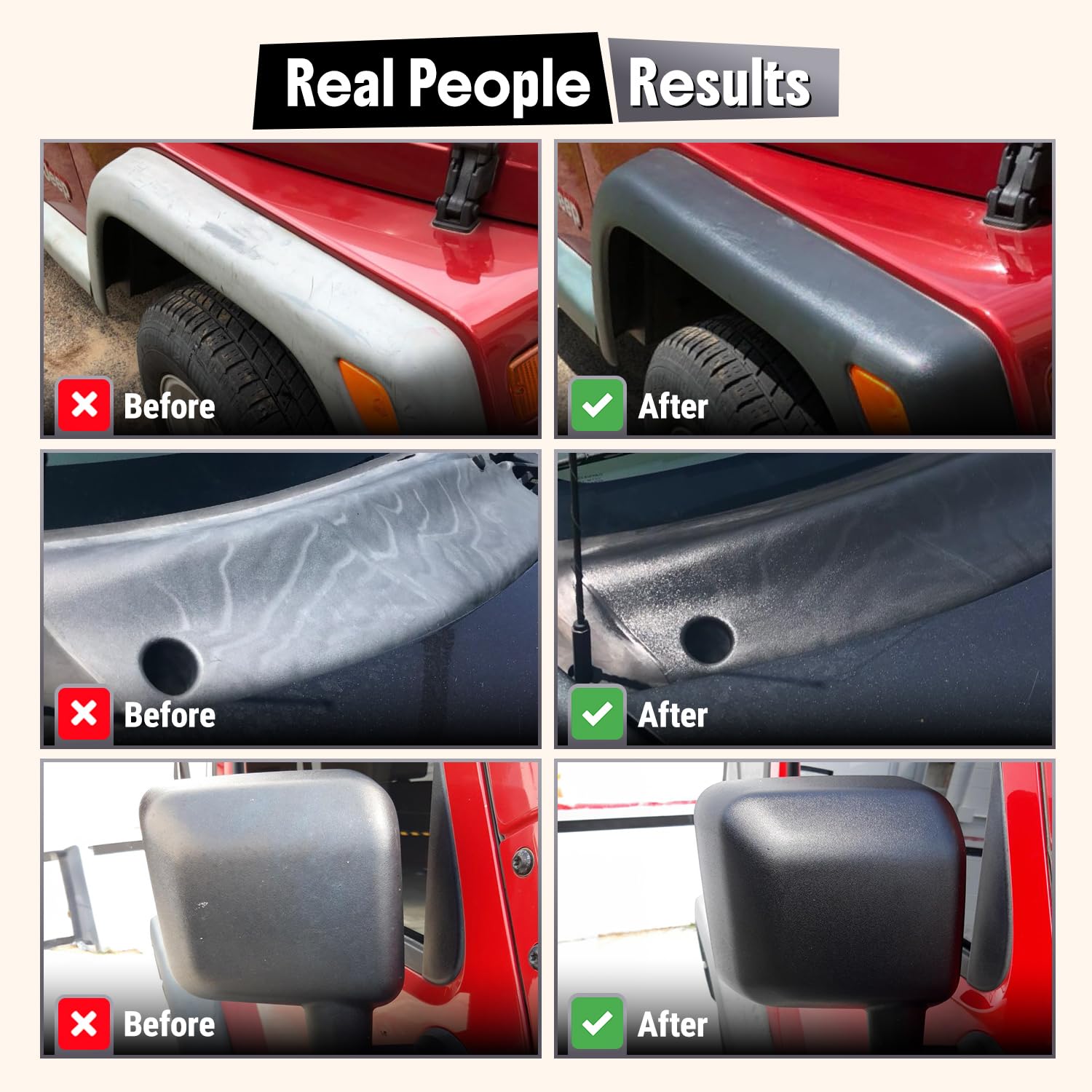 Restaurador de plástico Carfidant para Autos, refresca el plástico desteñido, Vinilo y Goma con Esmalte para un Brillo Profundo, Protege contra los Rayos UV y la Suciedad, Color Negro Exterior e