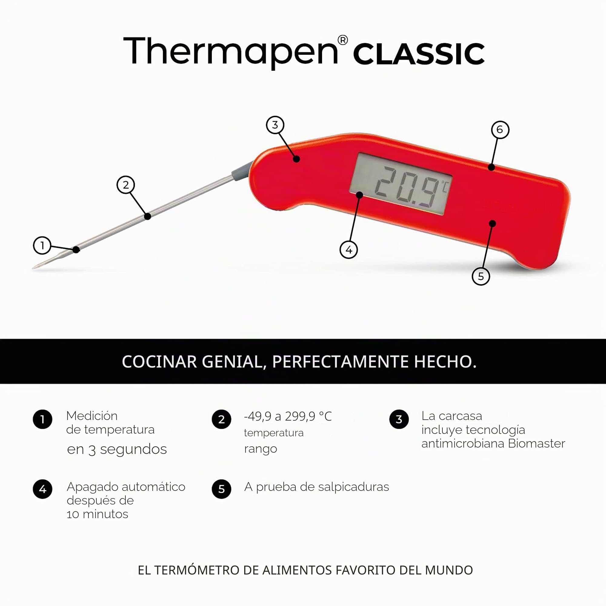 SuperFast Thermapen - professional food thermometer in red by Thermapen