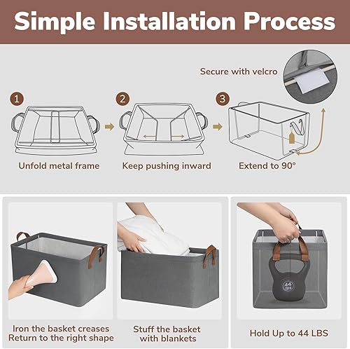 Miniatura 4 de CHICVITA Cestas de almacenamiento para organizar, contenedores de almacenamiento de tela para ropa, toallas, zapatos, cestas de armario para