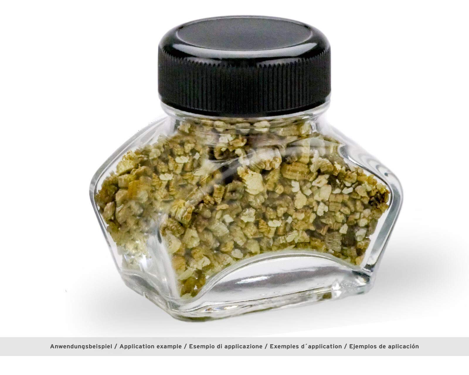 50x Tintenglas, Tintenfässchen, Schmuckglas mit schwarzem Schraubverschluss, Volumen 30ml, Ø Gewinde 30mm