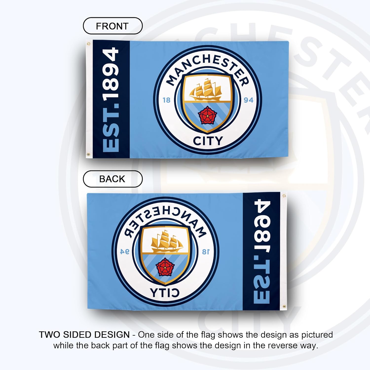 Desert Cactus Manchester City Flag Man City MCFC Football Soccer 100% Polyester Indoor Outdoor 3x5 feet Banner (Flag 5)