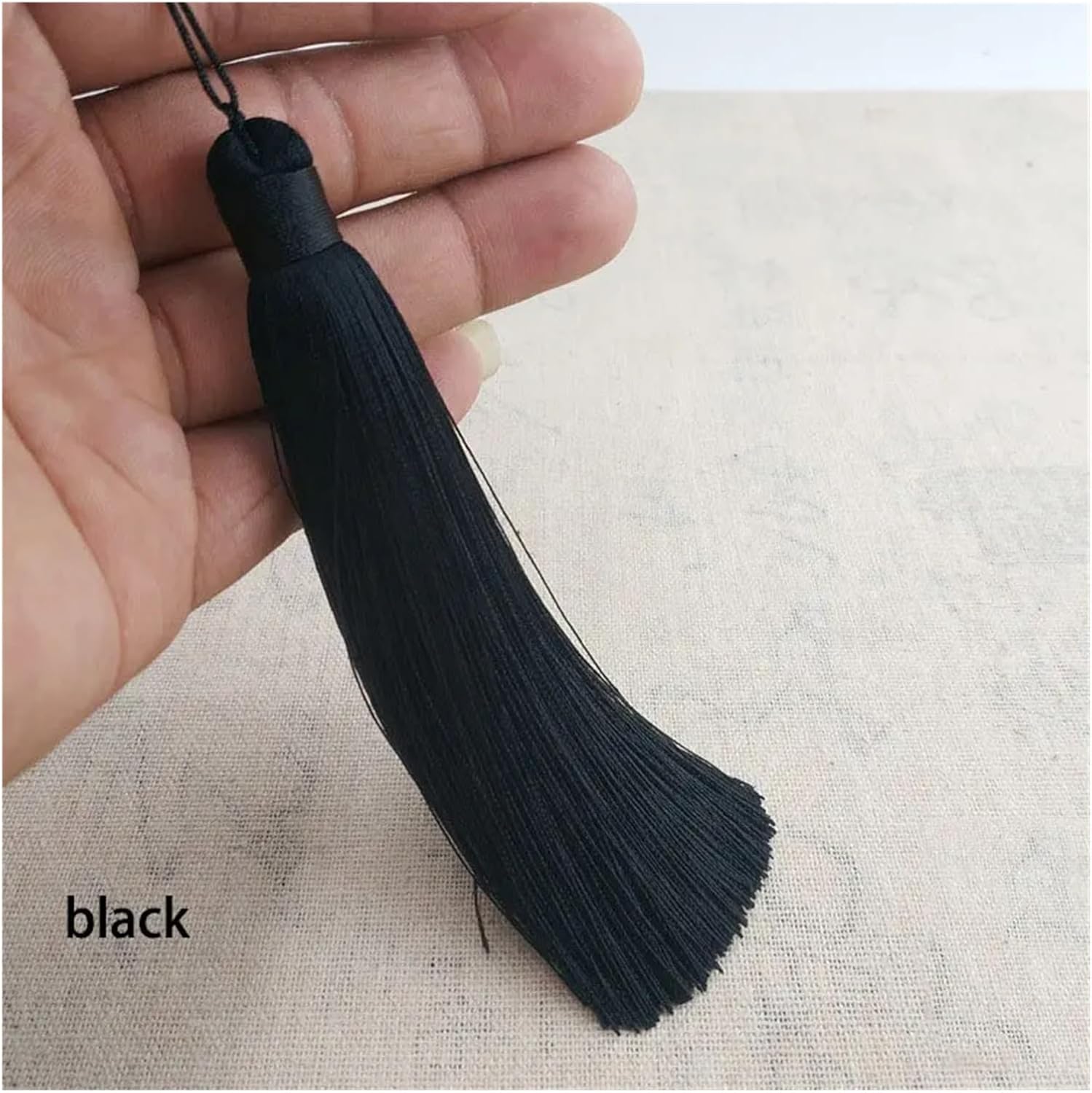 4 Pcs 12cm Silky Tassels Soft Craft Tassel with Hanging Loops Bookmarks Tassel Trim for Making DIY Projects Home Decor(Black)