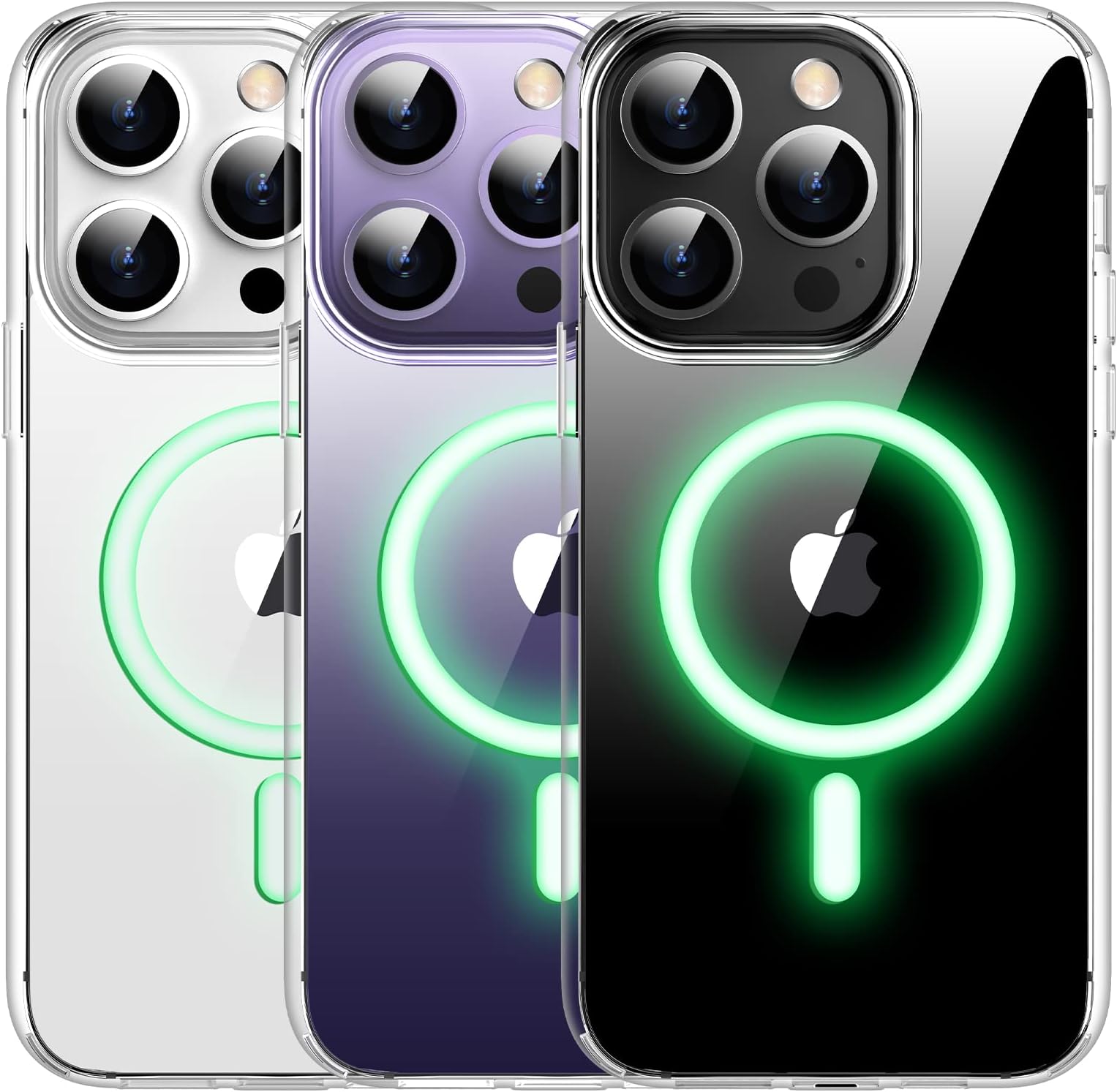 Meifigno Clear Mag Series Designed for iPhone 14 Pro Case, [Military Grade Protection & Compatible with MagSafe], Hard PC Back with Soft Edges Magnetic Case, for iPhone 14 Pro 6.1", Fluorescent