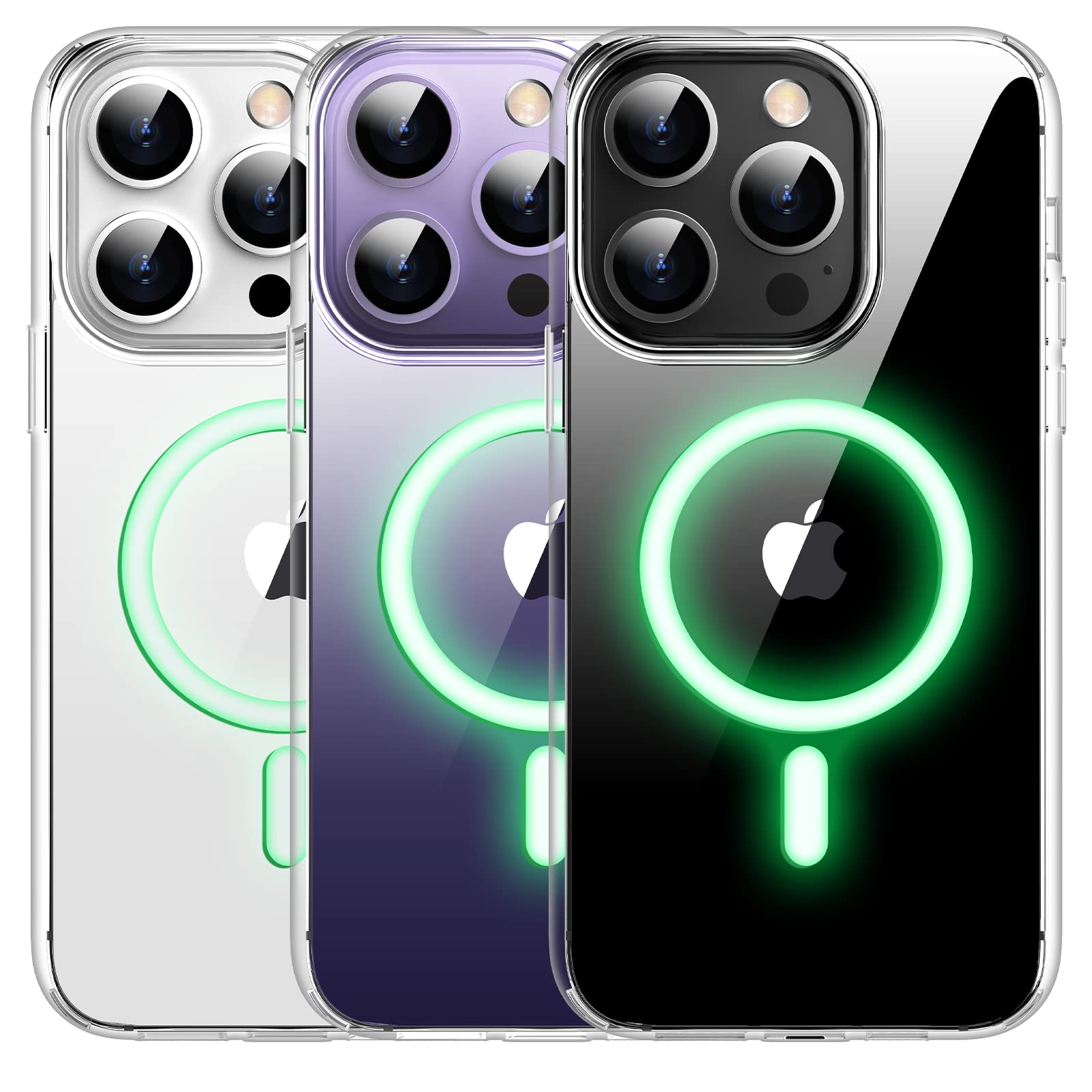 Meifigno Clear Mag Series Designed for iPhone 14 Pro Case, [Military Grade Protection & Compatible with MagSafe], Hard PC Back with Soft Edges Magnetic Case, for iPhone 14 Pro 6.1", Fluorescent