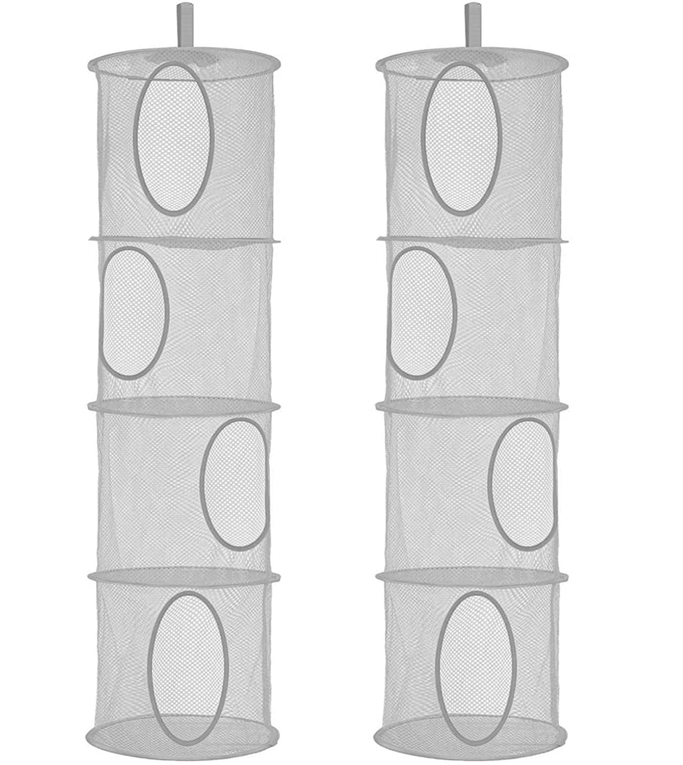 Rangement Peluche, Lot de 2 Paniers Rangement Suspendu Filet Peluche Range Doudou Suspendus Pour Chambre D'enfant, Jouets, Petits Vêtements (Gris)