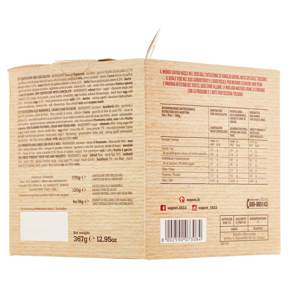 3 x Sapori Fantasie Golose Rica selección de productos de panadería, especialidades de Navidad italianas, paquete de 367 g