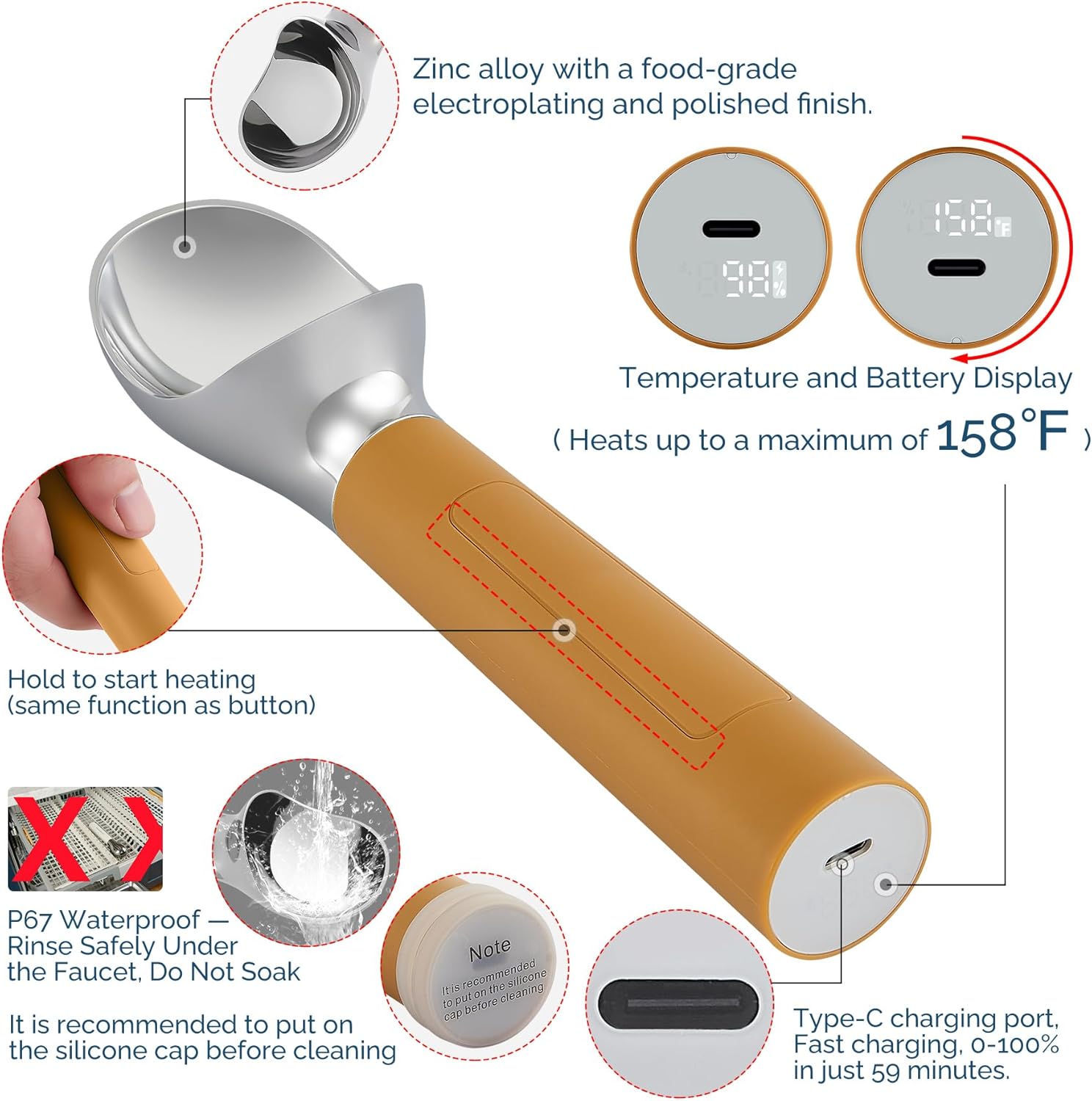 Electric Heated Ice Cream Scoop Value Bundle – 5000mAh & 2000mAh Rechargeable Scoops with LED Display for Easy Scooping