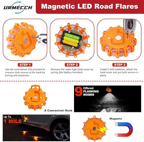 Miniatura 3 de Kit de reparación de neumáticos planos con tapones, bengalas de carretera, alicates multifunción, herramientas de emergencia para automóviles en