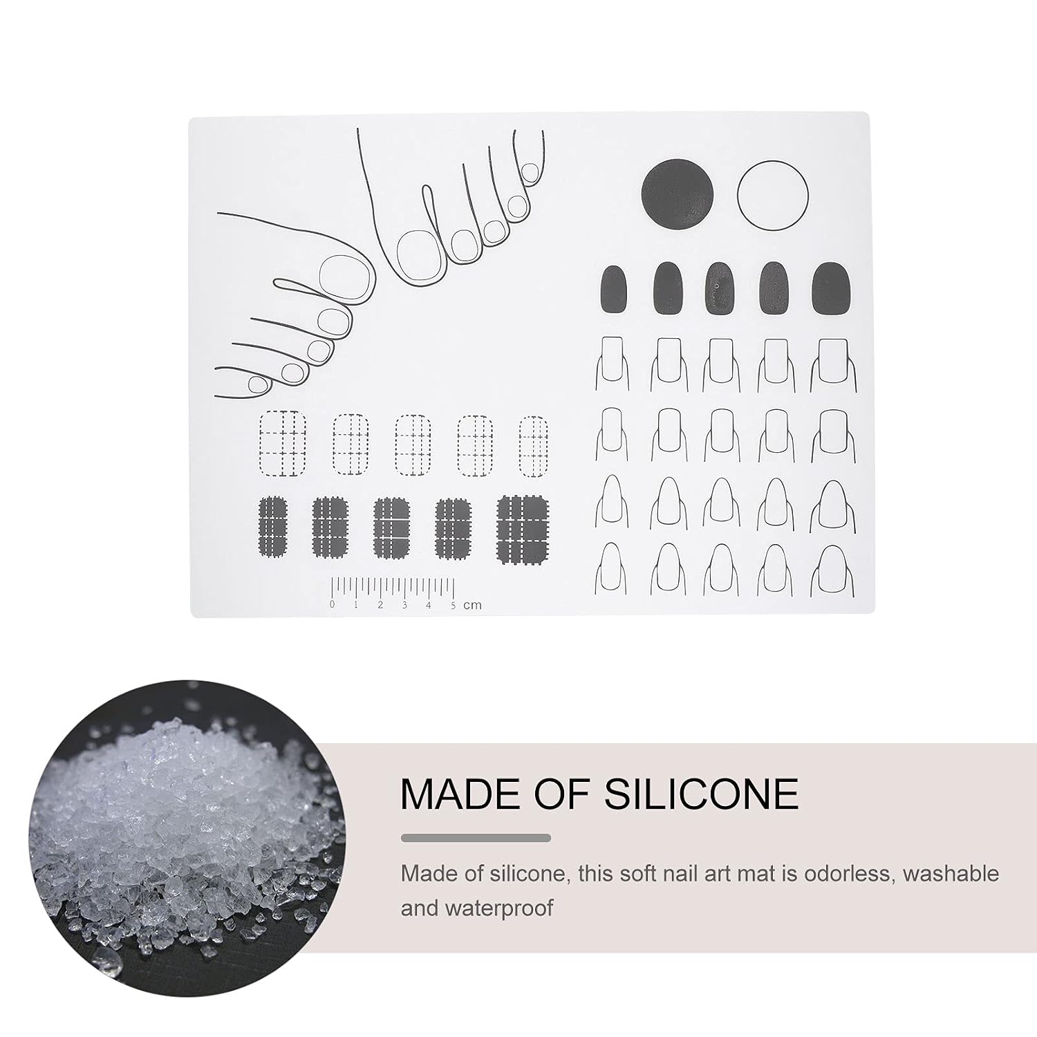 Uonlytech Acrylic Nail Training Mat 11.02X8.26In Silicone Manicure Mat for Nail Art Practice and DIY Application Trainer Sheet for Tech Training