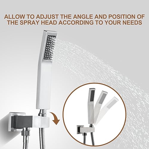 Vista 44 de CASAINC Juego combinado de cabezal de ducha tipo lluvia de 10 pulgadas, cabezal de ducha de lluvia de lujo con rociador de mano montado en la pared
