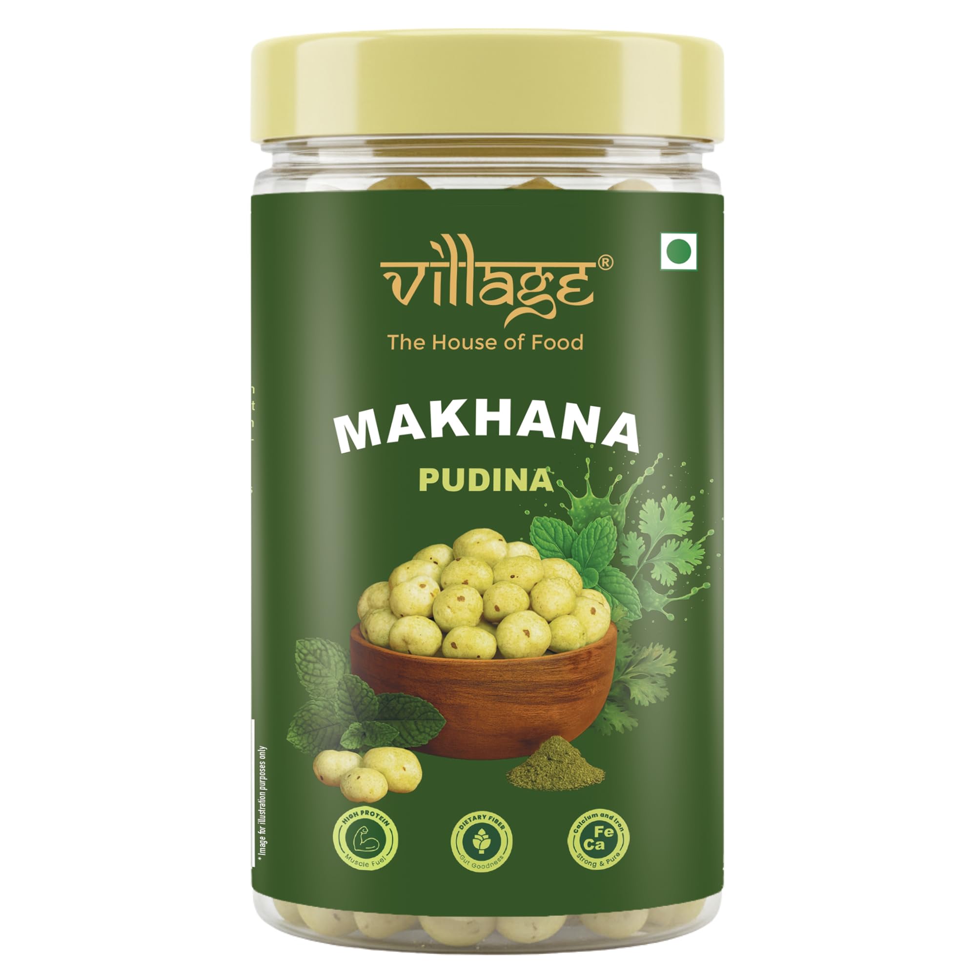 Village-The House of Food Crunchy Roasted Makhana | Mint Pudina Flavoured | Jar 70g | Healthy Snack Roasted in Rice-Bran Oil | Guilt-Free & Crunchy Munchies | Low Calories and Gluten Free-image-8