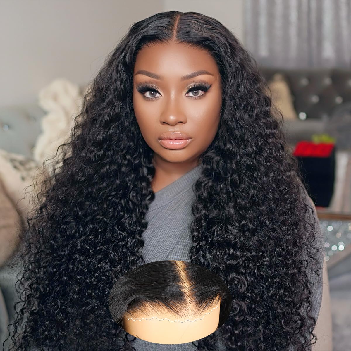 AOFEER 28 Inch Wear and Go Glueless Wigs Human Hair Pre Plucked Pre Cut Bleached Knots 7x5 HD Lace Deep Wave Lace Front Wigs Human Hair Wet and Wavy