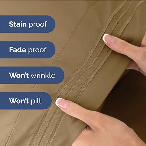 Vista 138 de Juego de sábanas de 4 piezas tamaño king, extrasuaves, transpirables y refrescantes con esquinas profundas, sábanas de fácil ajuste y sin arrugas