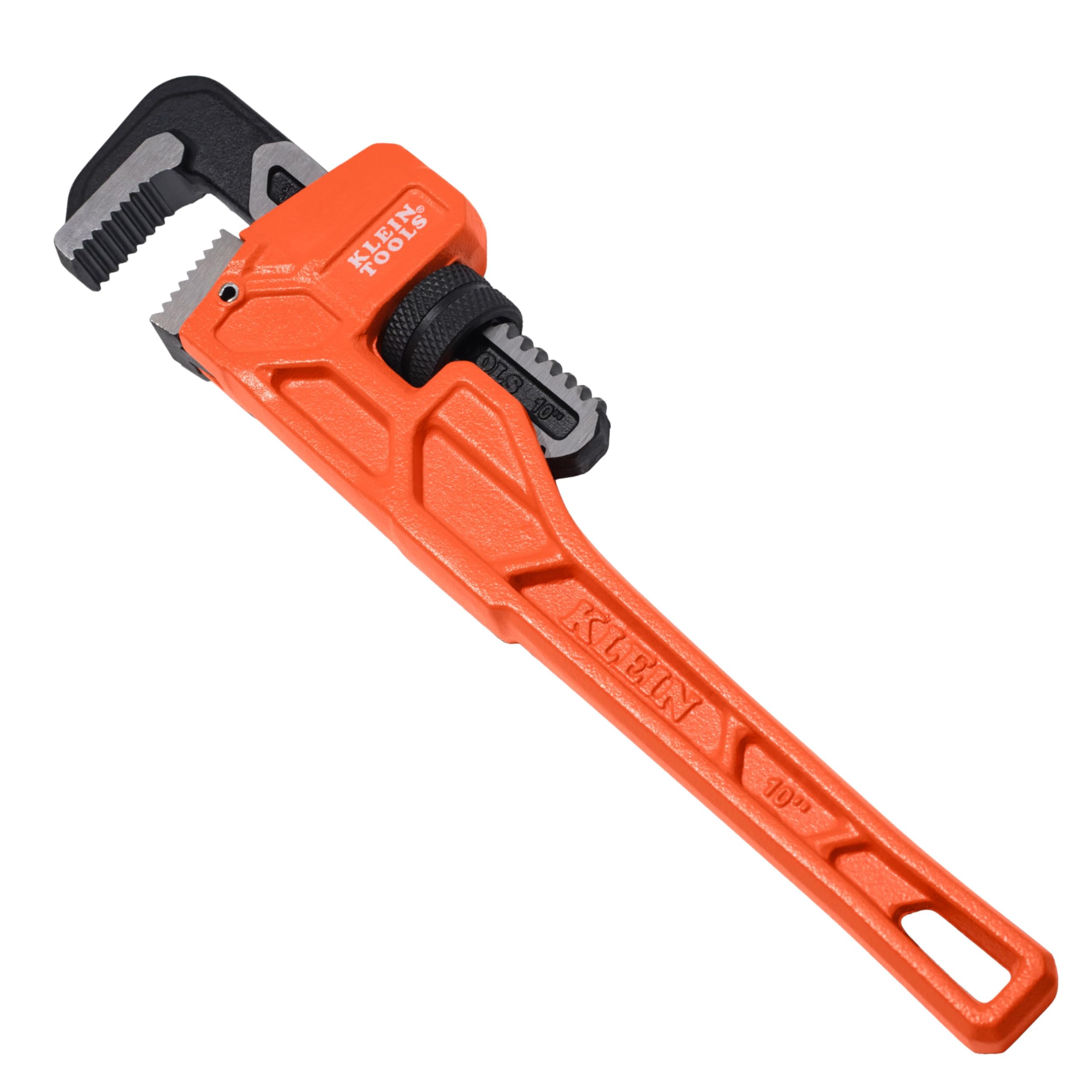 KLEIN TOOLS 68210 Clé à tuyau en fonte de 25,4 cm, clé de plomberie réglable robuste, poignée en I, capacité de mâchoire de 3,8 cm, outils de montage de tuyau pour plomberie professionnelle