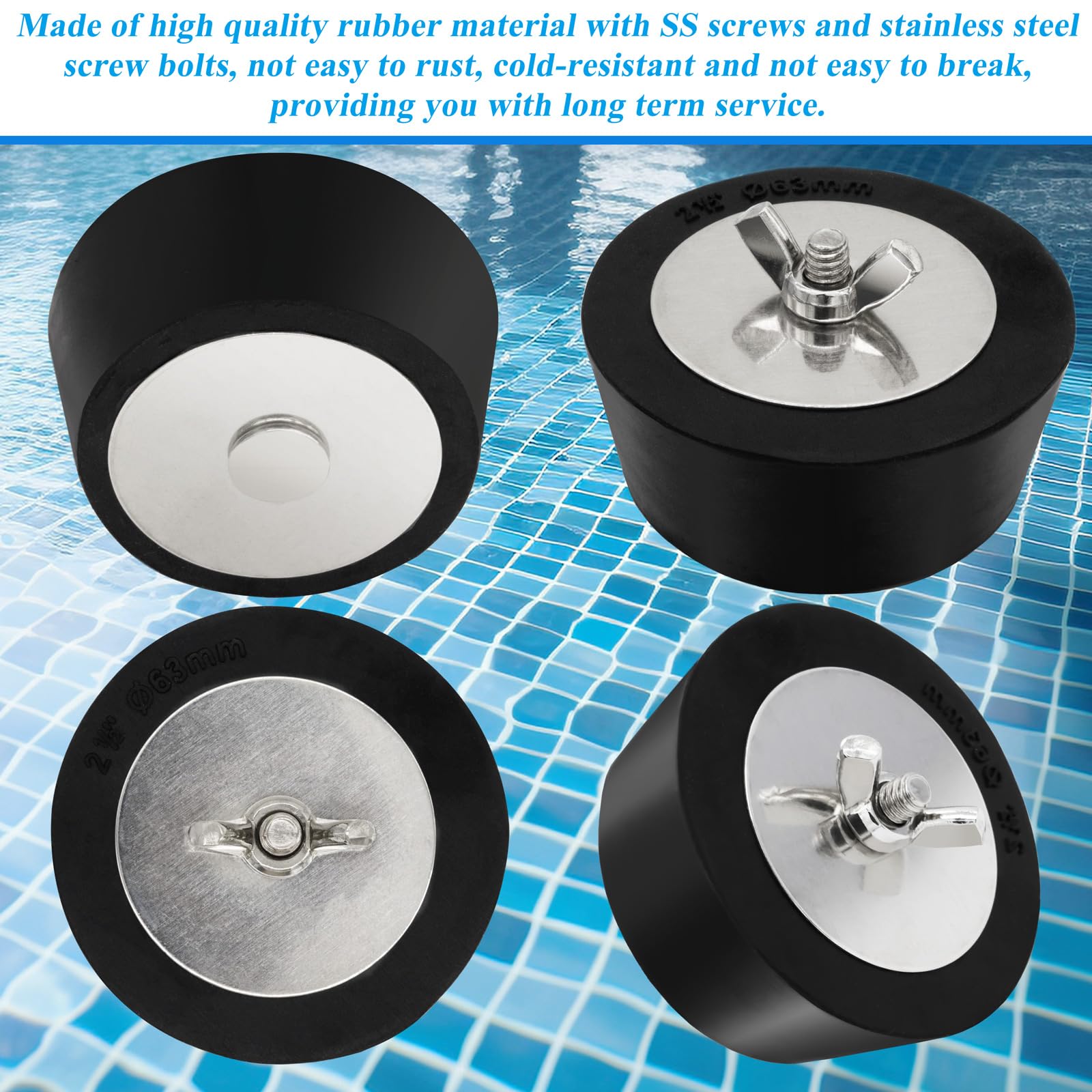 BlueStars Poolstopfen-Set 3 Größen (2,5, 3,2, 3,8 Cm) – Gummistopfen Für Rücklaufleitungen Zum Winter-Schutz Des Pools