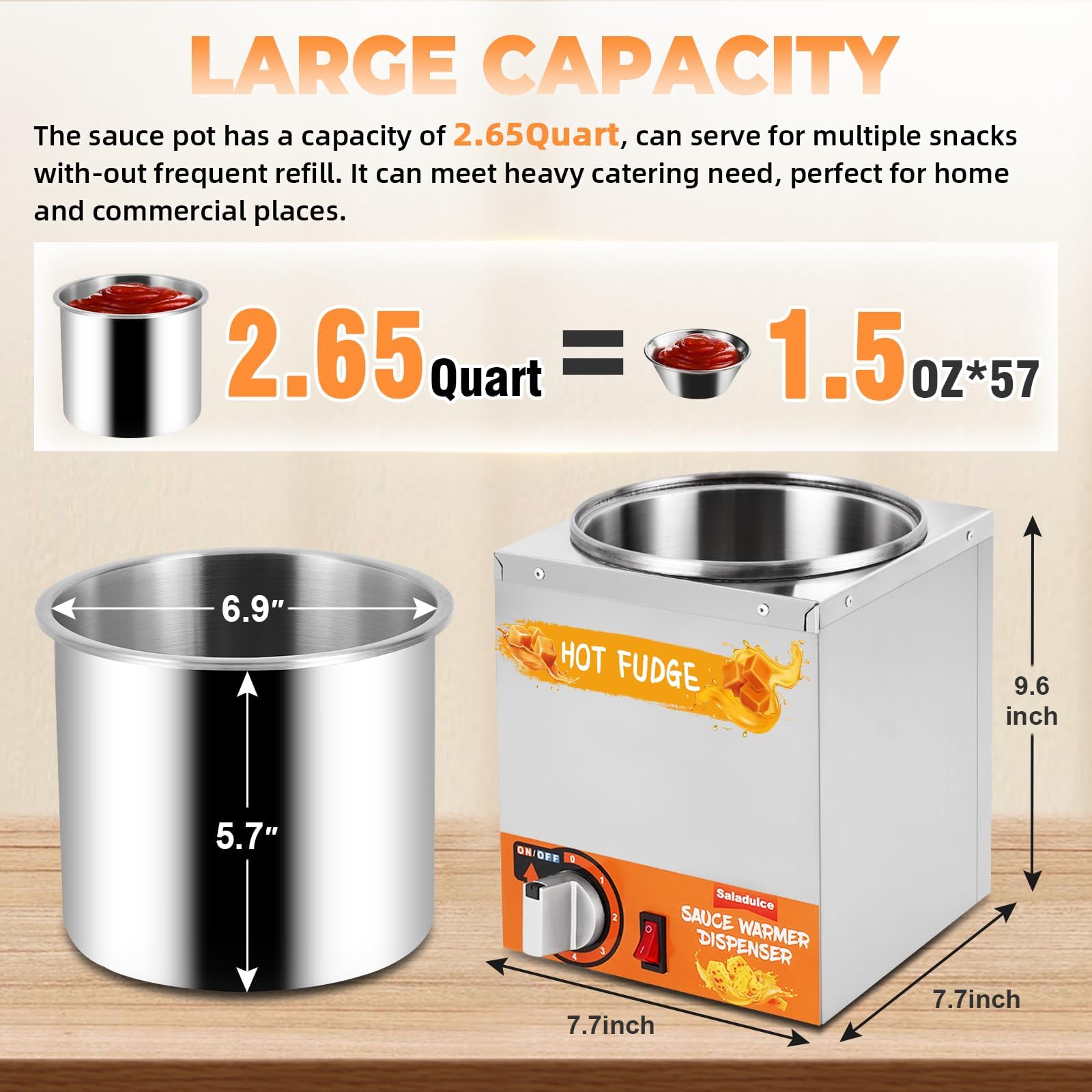 Dispenser per formaggio, 5 livelli con 2 pompe per salsa di formaggio, fondente caldo e caramello, struttura in acciaio inox