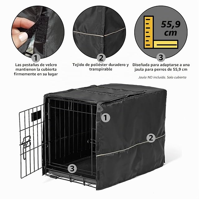 Foto 3 de 6 de MidWest Homes for Pets - Funda de privacidad para jaula de perro XS de poliéster negro, se adapta…