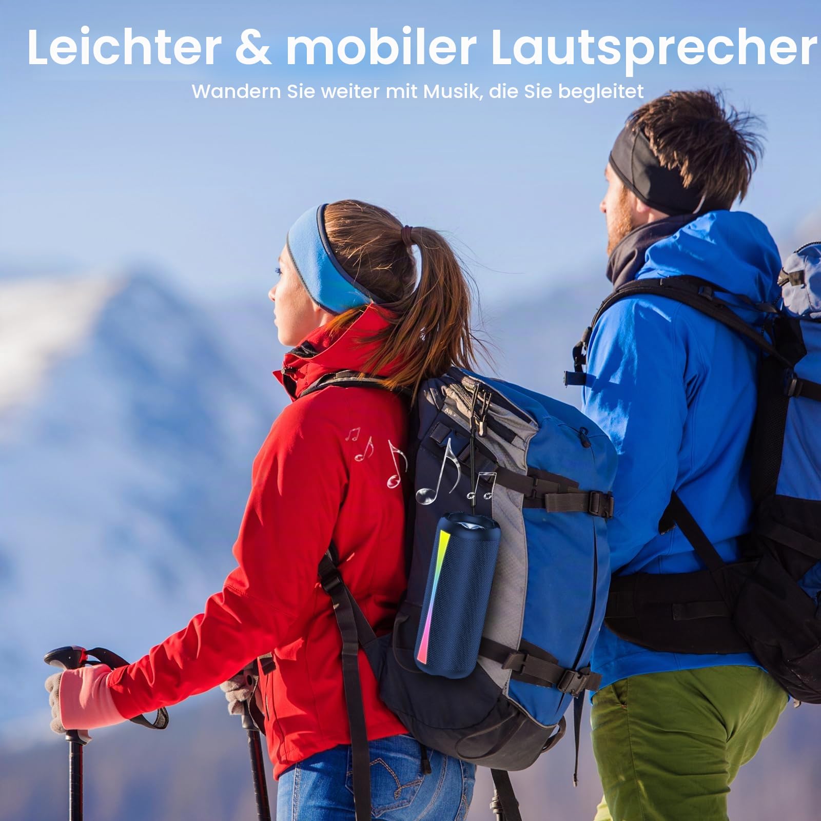 Bluetooth Lautsprecher mit Licht, Bluetooth 5.4 Musikbox, 30W Dual Lautsprecher, Dualen Bass-Treibern, 30 Std Akku, IPX7 wasserdicht, TWS Paarung