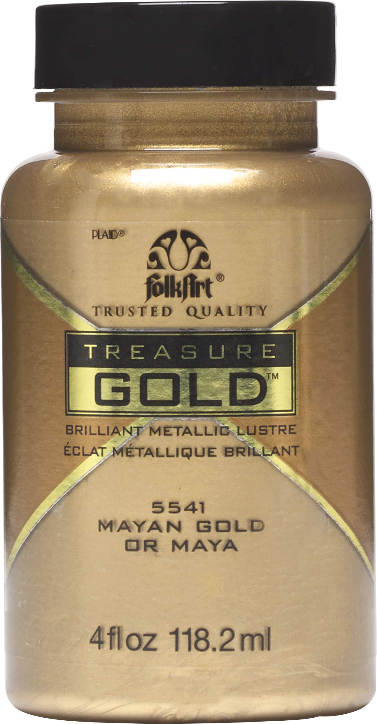 Plaid PE5541 Folk Art Treasure Gold Acrylic Craft Paint, Mayan Gold, 2oz