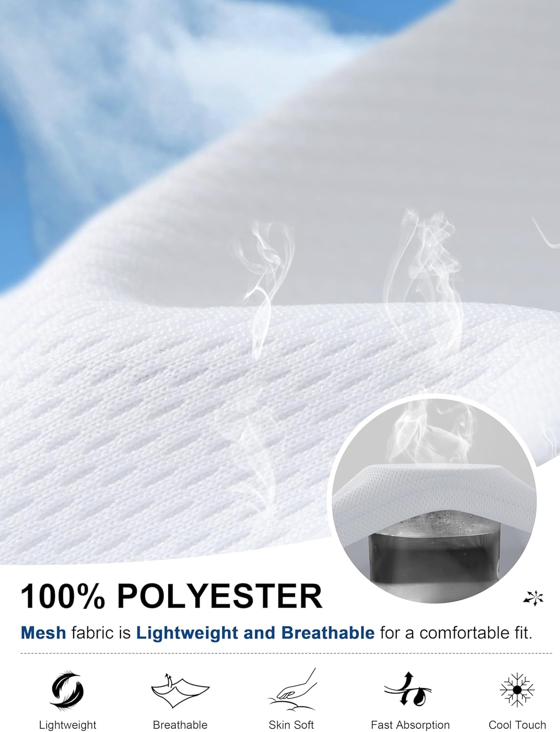 Pudolla Men's Sweatpants Wide Leg Quick Dry Pants with Zipper Pockets Sweatpants for Men Big and Tall(White Black S) - Image 4